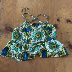 Topshop Blue and Yellow Floral Top